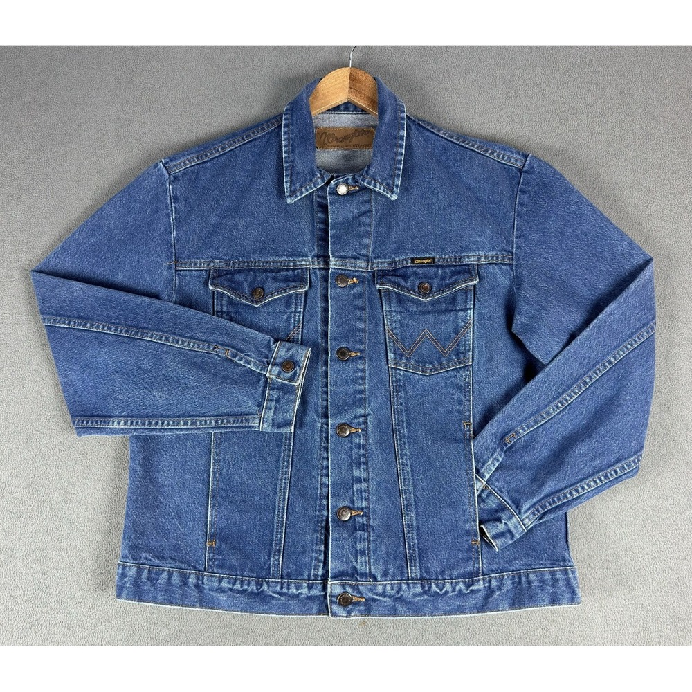 Wrangler Jacket Mens Large Blue M159 Denim Trucker Western Cowboy Rodeo